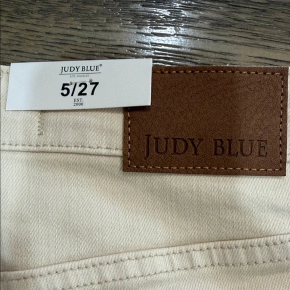 NWT- Judy Blue Cream Wide Leg Garment Dyed High Waist crochet patchwork Jeans - Picture 10 of 11
